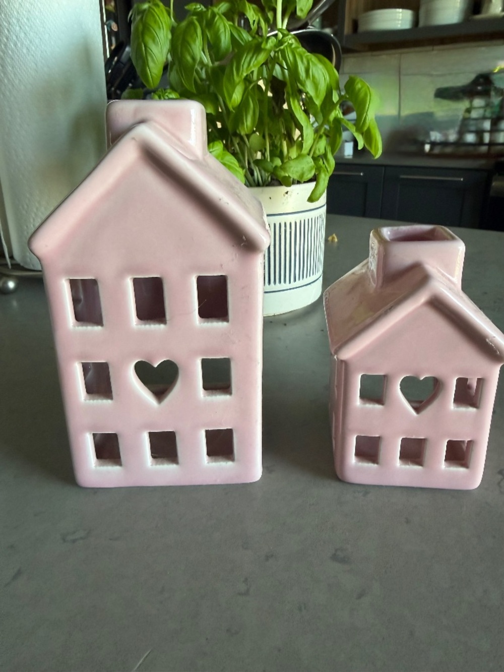 Set of two ceramic tea light holders